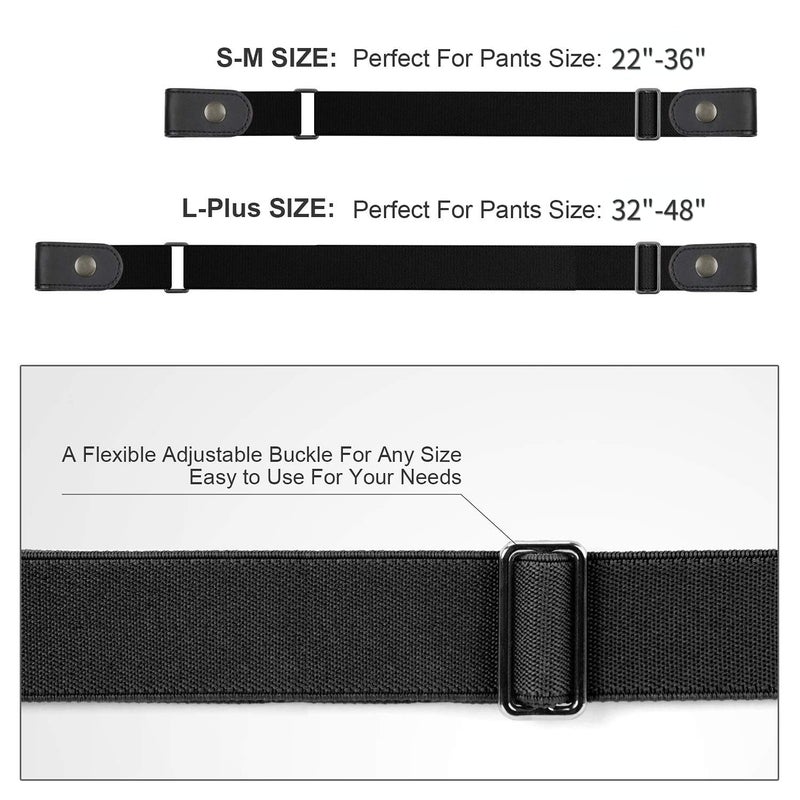 WHIPPY 4 Pieces No Buckle Stretch Women Belt for Jeans Pants, Ladies Buckle Free Elastic Invisible Belts (Black Khaki Blue, Fit Pants Size 22-36 Inches) - Image 4